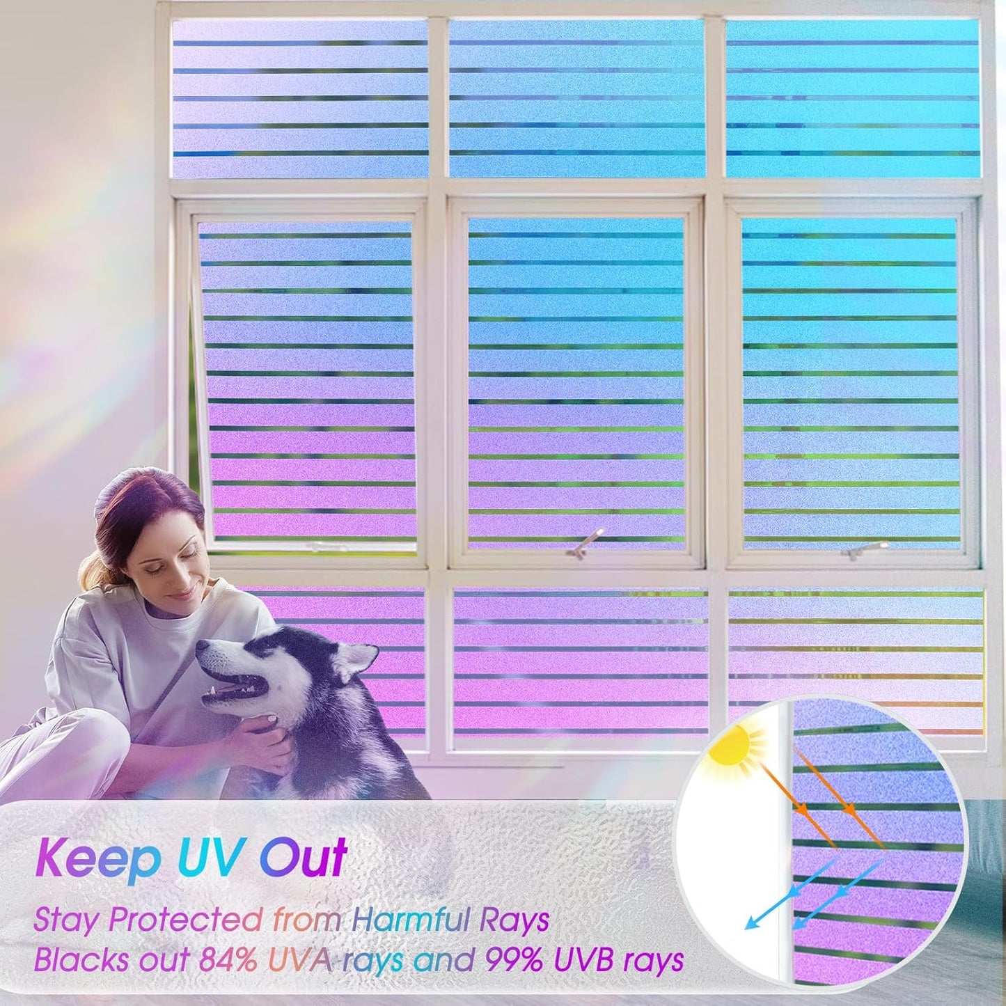 Coavas Frosted Glass Window Privacy Film, Opaque Static Cling No Glue Removable, UV & Heat Blocking Anti-Glare, Renter Friendly Decorative Covering for Bathroom Bedroom Door, 17.5 x 78.7 in