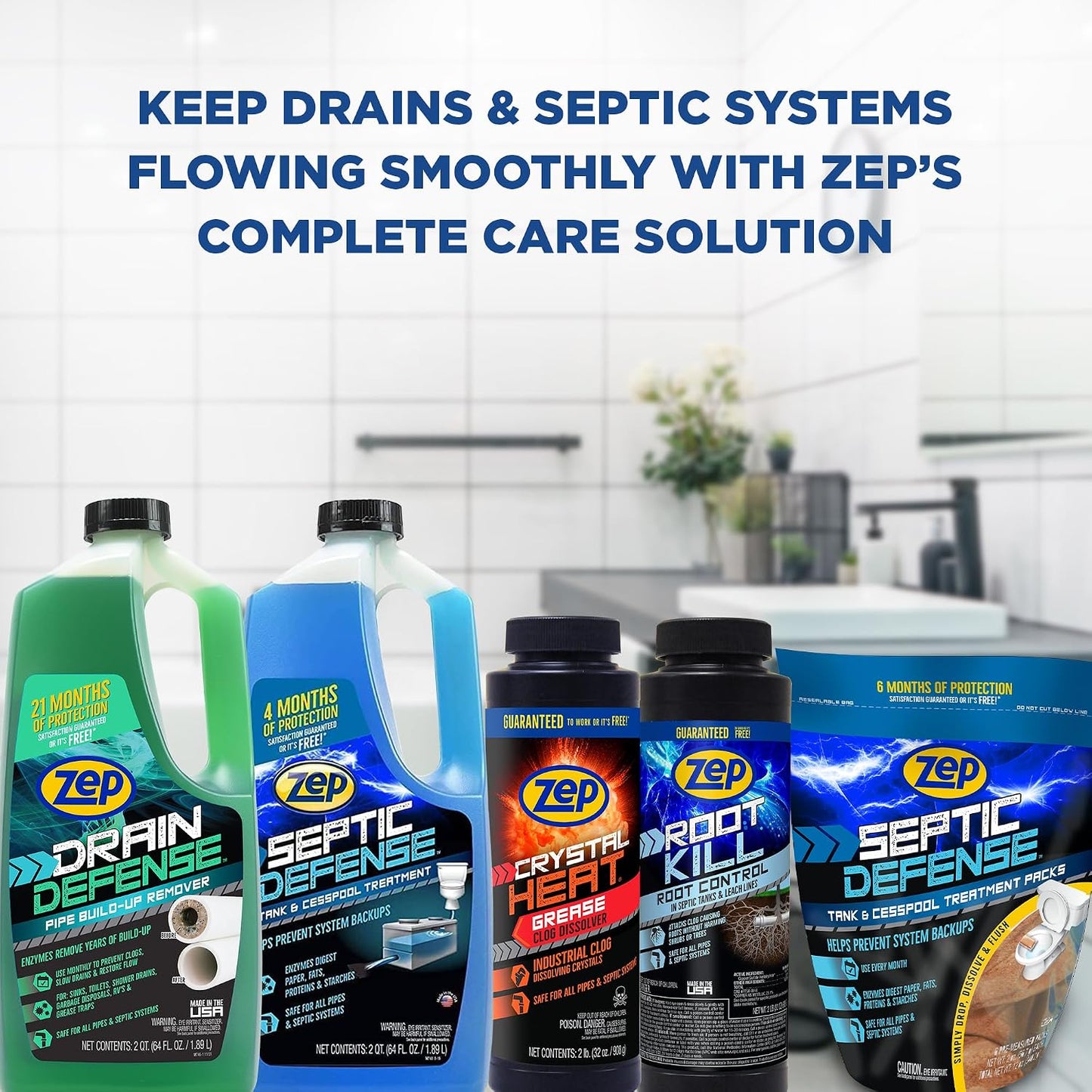 Zep Drain Defense Pipe Build-Up Remover - 64 Ounces - ZLDC648 - Professional Strength Liquid Pipe Build Up Remover,GREEN | Professional Strength, Liquid Formula