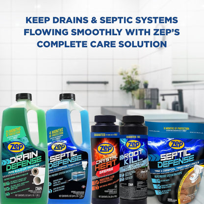 Zep Drain Defense Pipe Build-Up Remover - 64 Ounces - ZLDC648 - Professional Strength Liquid Pipe Build Up Remover,GREEN | Professional Strength, Liquid Formula