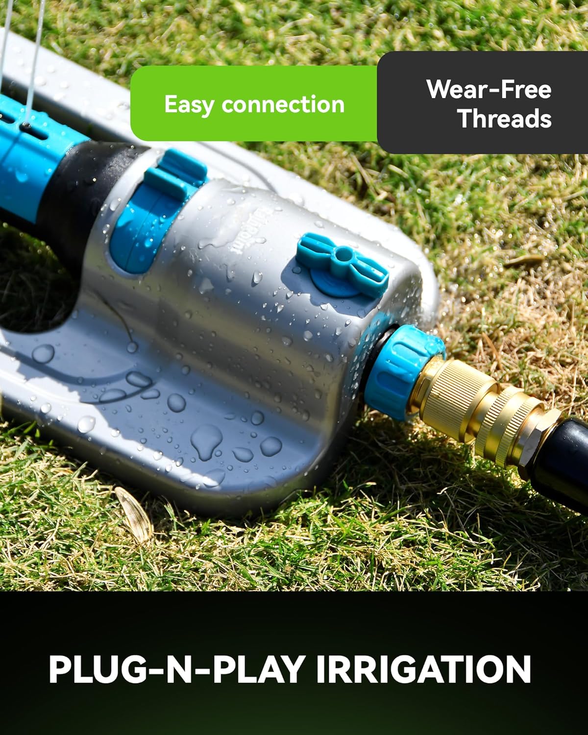 RainPoint Quick Connect Hose Fittings 3/4" GHT - Solid Brass Garden Hose Connectors, No-Leak Design & Universal Fit for Instant Connection (2 Sets)