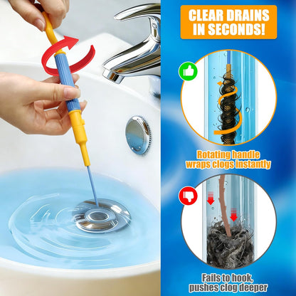 EastLink 30-Inch Reusable Drain Snake Hair Drain Clog Remover 6 Pack, Anti-Break Steel Sink Snake Drain Hair Removal Tool with Rotating Handle, Drain Cleaner Tool for Bathroom Sink, Shower, Bathtub