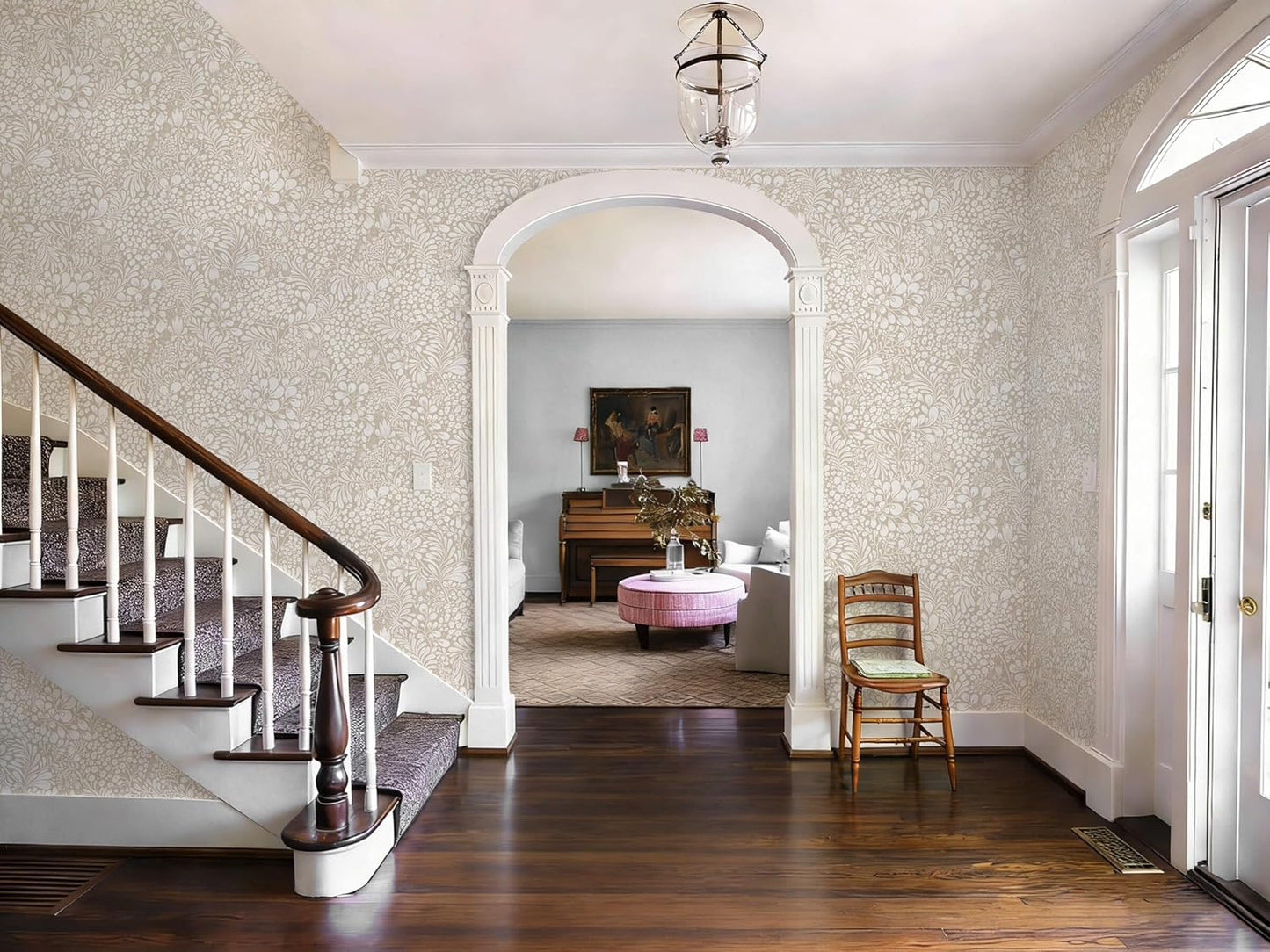 Heroad Peel and Stick Wallpaper Boho Beige Contact Paper Floral Wall Paper Removable Self Adhesive Wallpaper for Cabinet Bedroom Living Room Entryway Walls Bathroom Waterproof Vinyl Roll 17.3''x78.7''