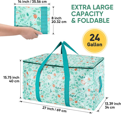 BALEINE 6-Pack Oversized Moving Bags with Reinforced Handles, Heavy-Duty Storage Tote for Clothes, Moving Supplies (Clear, 6-Pack)