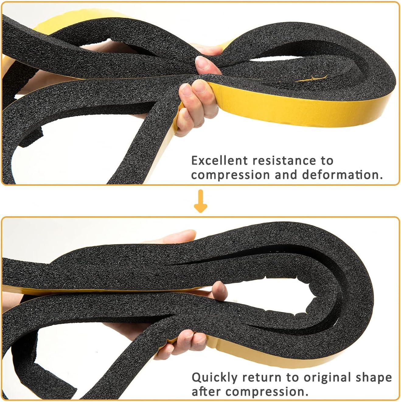 YoleShy Window Air Conditioner Foam Tape 2 Pcs 2 Inch Wide x 1 Inch Thick Weather Stripping Door Seal Strip for Insulation, Weatherstrip, Gap Blocker, Total 13 Feet Long(6.5ft x 2 Rolls), Black