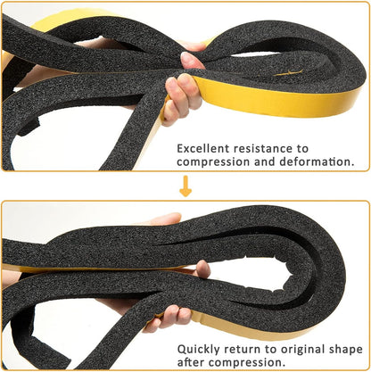 YoleShy Window Air Conditioner Foam Tape 2 Pcs 2 Inch Wide x 1 Inch Thick Weather Stripping Door Seal Strip for Insulation, Weatherstrip, Gap Blocker, Total 13 Feet Long(6.5ft x 2 Rolls), Black