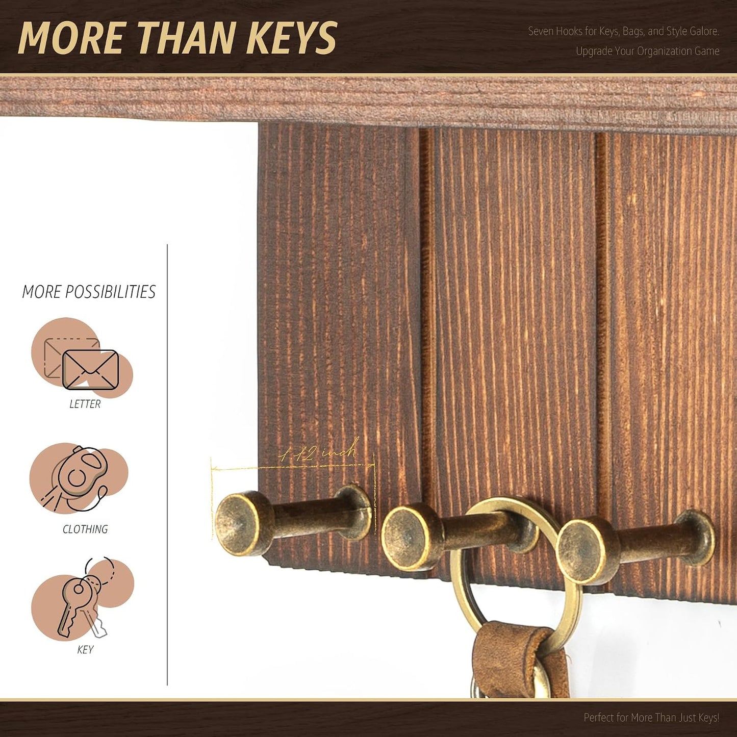 Rebee Vision Small Key Holder Wall Mount for Farmhouse Decor - Key and Mail Holder for Wall with Shelf and 4 Key Hooks - Room Decor Aesthetic (Distressed Blue)