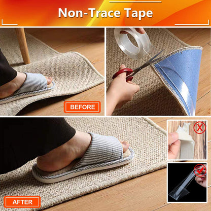 Nano Adhesive Tape, Double Sided Tape Heavy Duty, Nano Tape,Multipurpose No-Trace Removable Glue Tape,Washable Strong Sticky Wall Tape Strips for Paste Items,Household (3M/9.84FT)
