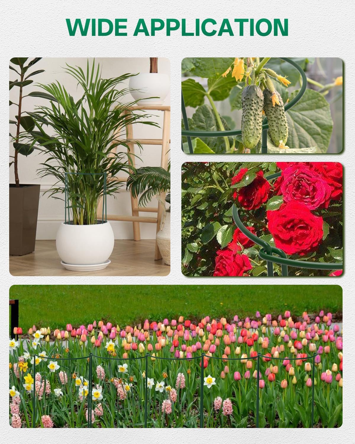8 Pack 24 In Plant Support Stakes, Peony Cages And Supports with 15 Lables | Rust-proof Metal Plant Stakes, Adjustable Plant Supports For Outdoor Plants, Peony Cage, Flower Stakes for Plants，Hydrangea