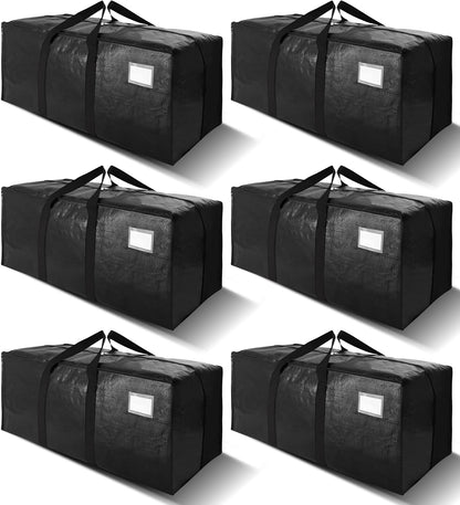 VELVETSURE Heavy Duty Extra Large Moving Bags W/Backpack Straps - Strong Handles & Zippers, Storage Totes For Space Saving, Fold Flat, Alternative to Box and Bin (Set of 6, Multicolor)