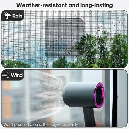 Secopad 14 Sheets Window Screen Patches Repair Kit, Black 3 Sizes Window Screen Repair Kit for Mesh Screen Door, Strong Adhesive Fiberglass Quick Screen Repair Tape