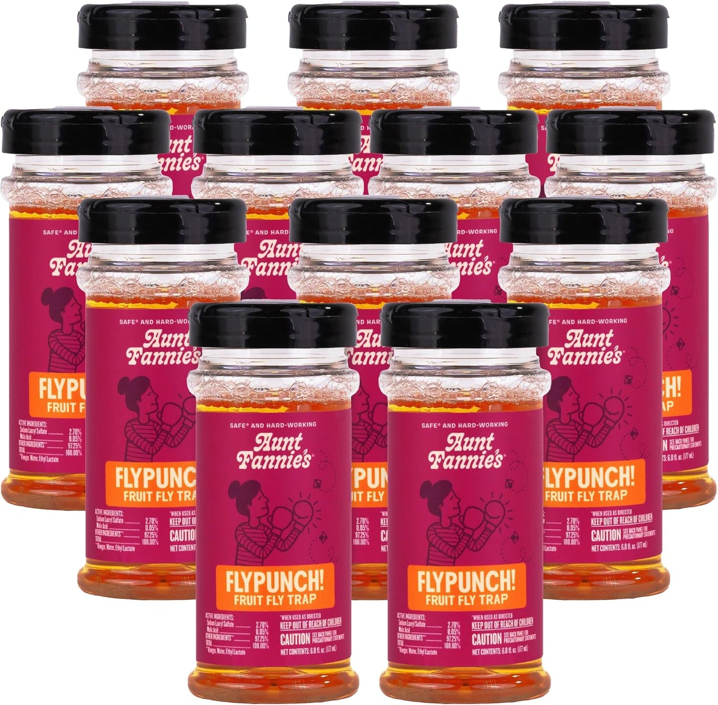 Aunt Fannie's FlyPunch Fruit Fly Trap for Indoor and Kitchen Use, Ready to Use, Made with Plant Based Ingredients, Safe Near Food, Each Bottle Lasts Up to 30 Days, Pack of 1
