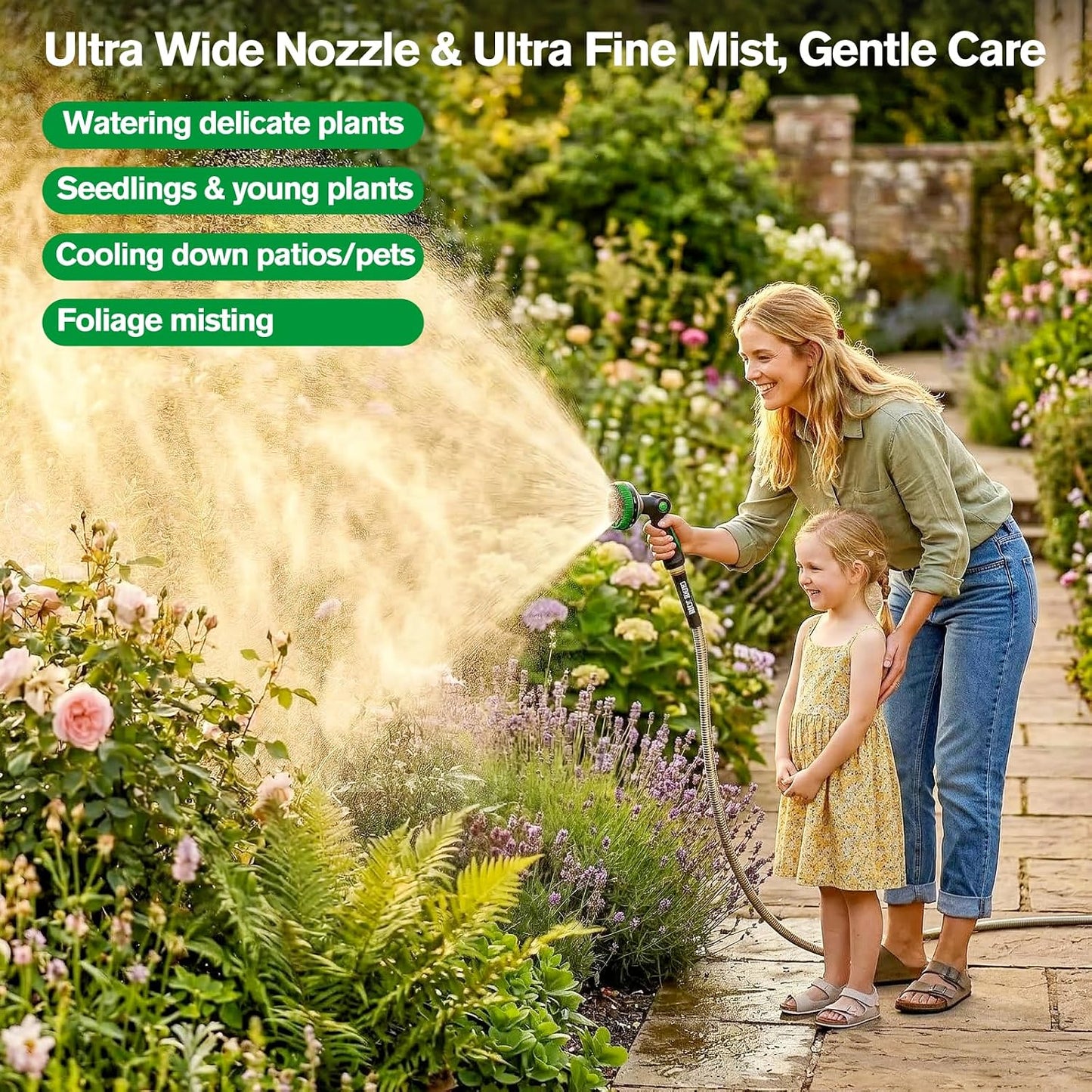 Rosy Earth Garden Hose Nozzle, 3.6" Ultra-Wide Metal Hose Sprayer, Orange