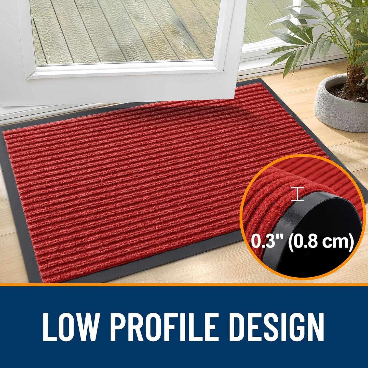 OLANLY Front Door Mat Indoor Outdoor Entrance, 2-Pack 29.5 x 17 Inch, Waterproof Heavy Duty Doormat, Fade Resistant, Low Profile, Easy Clean Patio Porch Welcome Floor Mats for Entry, Grey