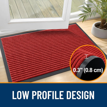 OLANLY Front Door Mat Indoor Outdoor Entrance, 2-Pack 29.5 x 17 Inch, Waterproof Heavy Duty Doormat, Fade Resistant, Low Profile, Easy Clean Patio Porch Welcome Floor Mats for Entry, Grey