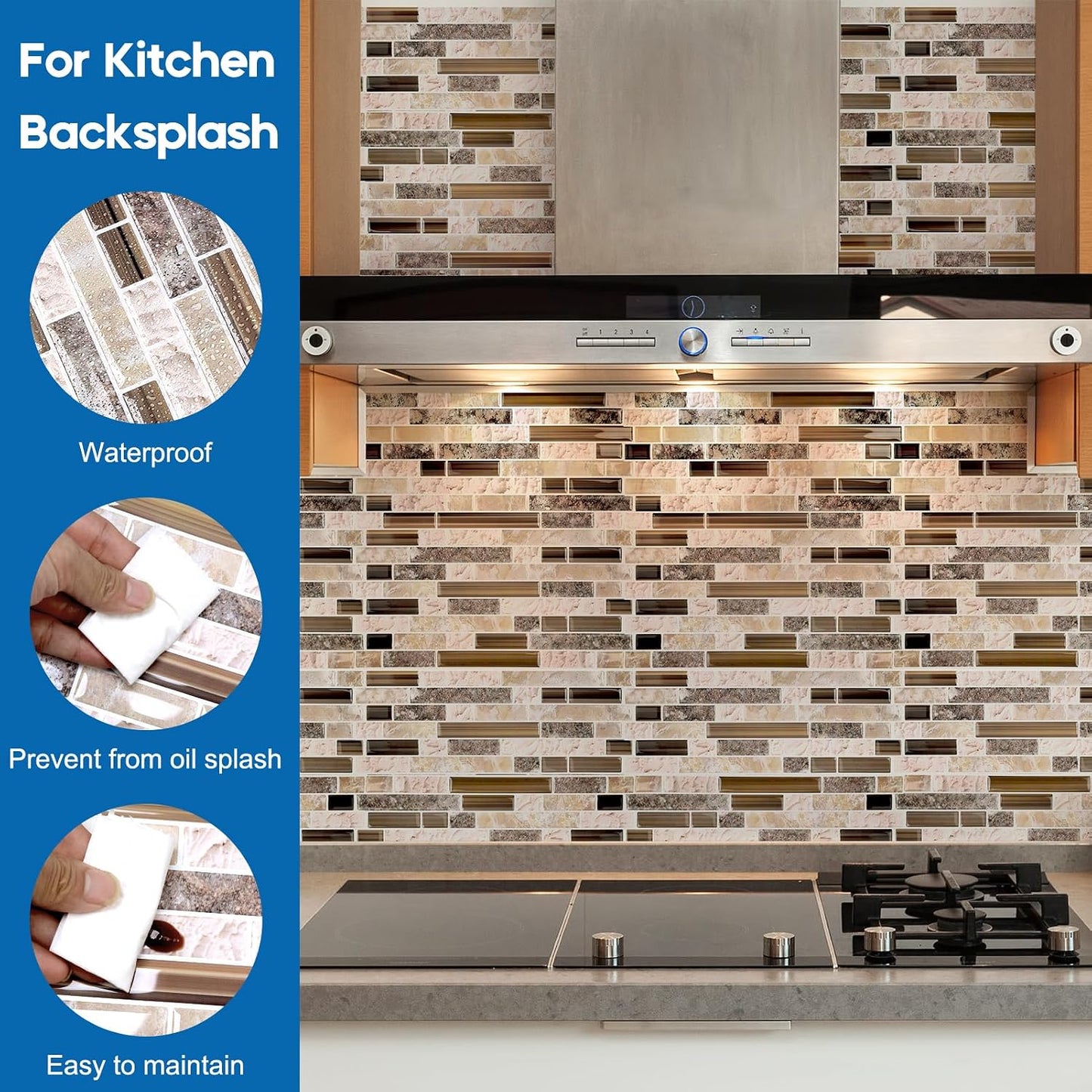 Yipscazo 10 Sheets Peel and Stick Backsplash for Kitchen Wall, 12''x12'' Waterproof Stick on Backsplash Smart Tiles for Bathroom,Removable Backsplash Wall Tiles in Gray White