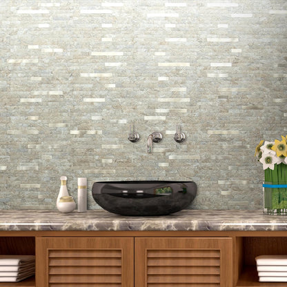 AULIGET 20 Sheets Peel and Stick Backsplash, Black & Grey Wood Look PVC Mixed Metal Stick on Backsplash Tiles for Kitchen