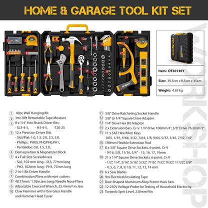 Hi-Spec 57pc Home Garage DIY Tool Kit Set. Complete Beginner Handyman and Home Mechanics Tool Box Set for Auto, Car, Bike and Household Repairs