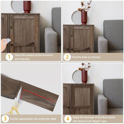 Wood Grain Repair Tape, 2.4 inch X 15ft Self Adhesive Natural Walnut Grain Repair Patch for Tables, Chairs, Baseboards, Doors, Windows, Floors, Handicraft DIY.