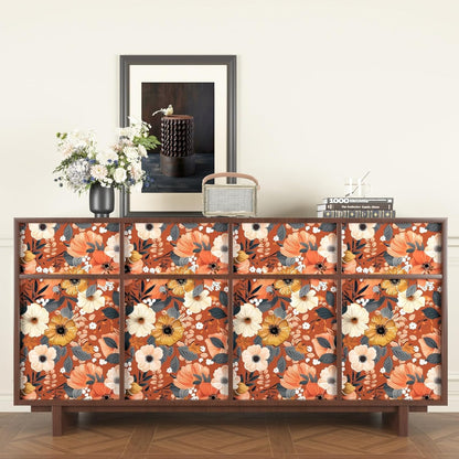 BOKEBEVE Watercolour Floral Peel and Stick Wallpaper Boho Vibrant Contact Paper Renter Friendly Wall Paper for Countertop Cabinet Wall Shelf Liner Removable Blue Colorful 17.5 x 118In