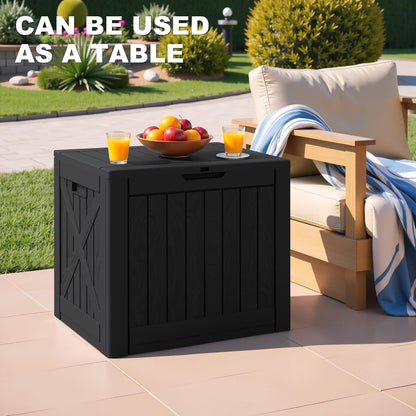 Greesum 31 Gallon Resin Deck Box All Weather Outdoor Storage Boxes for Patio Furniture Set,Outdoor Toys,Garden Tools,Black