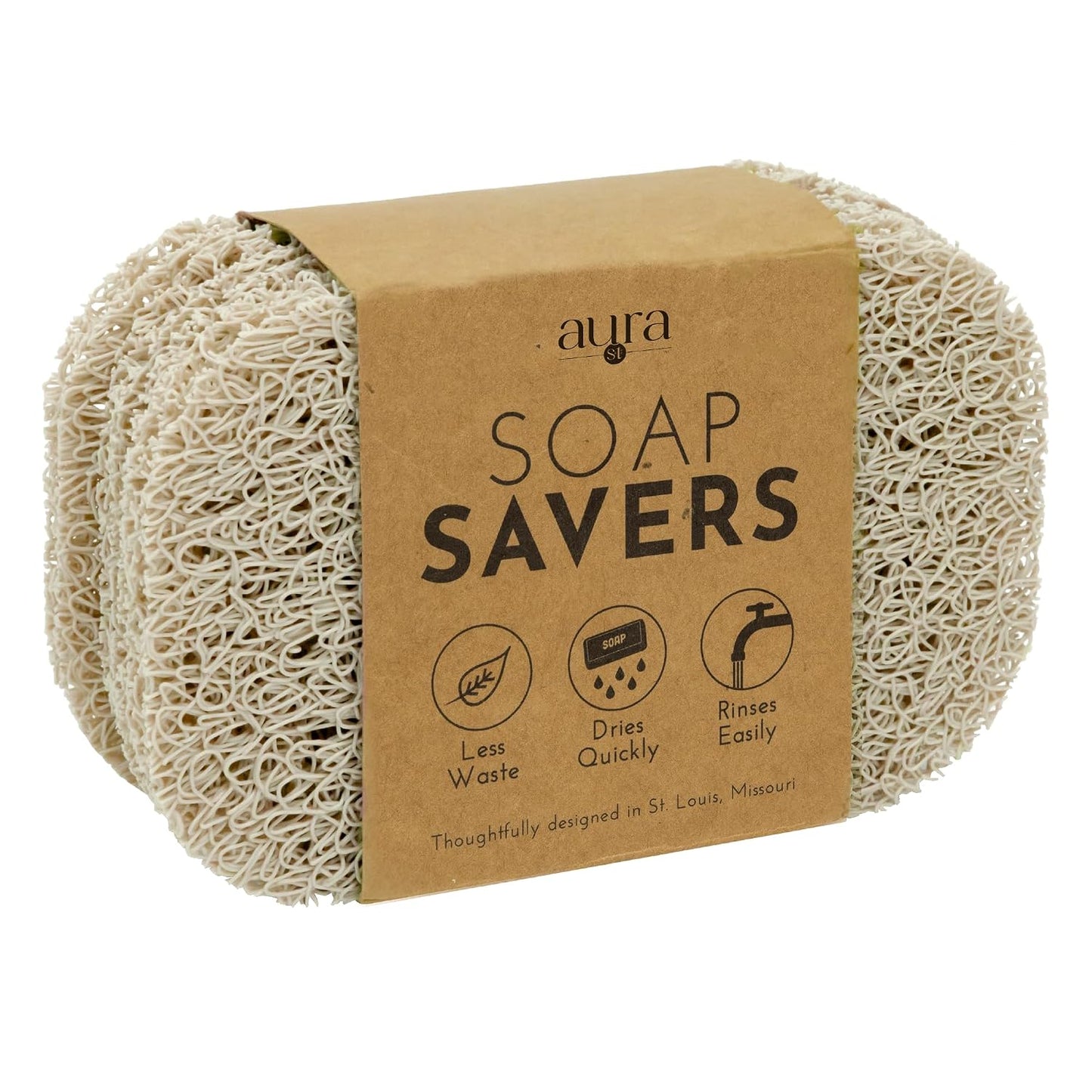 S&T INC. Bar Soap Holder for Kitchen, Bathroom, and Soap Dish, 4 Pack, White, 2.9 inches by 4.4 inches