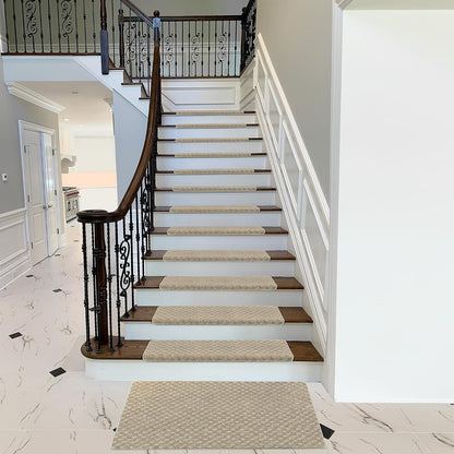 PURE ERA Carpet Stair Treads Tape Free Non Slip Indoor Stair Carpet Stair Protectors Pet-Friendly Non-Slip Skid Resistant Washable Reusable 8" x 30"(2 Pieces,Black)