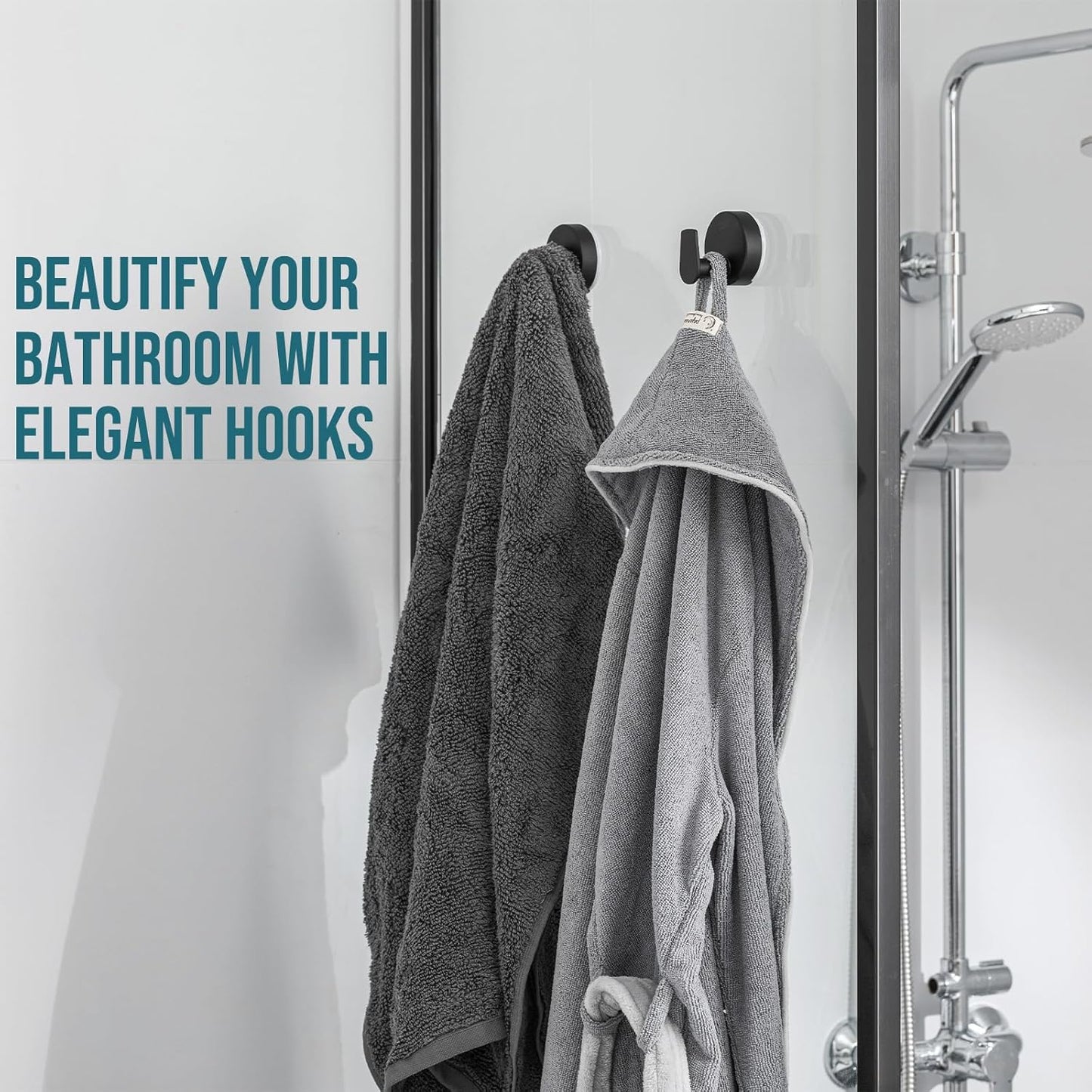 TAILI Suction Cup Razor Holder in Shower 2 Pack, Towel, Loofah, Shaver Holder for Bathroom Wall, Powerful Suction Cup Shower Hooks, Easy to Install and Reuse, White