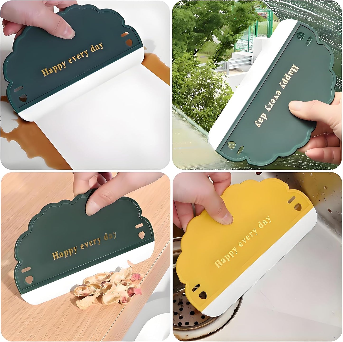 Squeegee Bathroom Glass Door Cleaning Scraper with Hanging Hook, Silicone Mini Kitchen Countertop Squeegee, Water Wiper Scraper for Sink Tiles Cleaning Tools (Swan 2PCS)