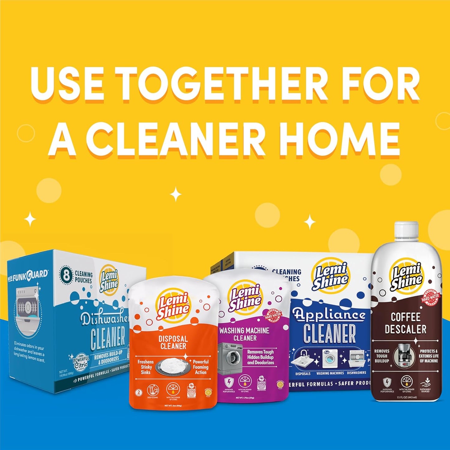 Lemi Shine Garbage Disposal Cleaner and Deodorizer Powered By Citric Acid | Foam Cleaner For Kitchen Garbage Disposal with a Natural, Fresh Lemon Scent (2 Count)