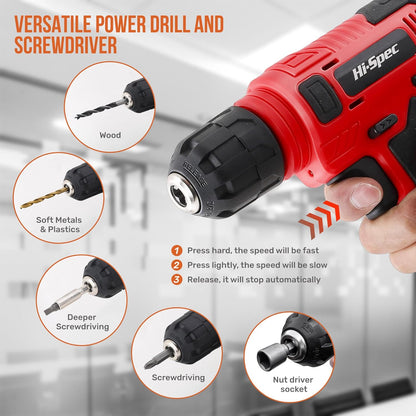 Hi-Spec Pink Tool Set with 8V Drill Set. Complete Cordless & Rechargeable USB Electric Drill Driver Kit for Women, Home DIY Repair & Maintenance, in a Compact Toolbox.