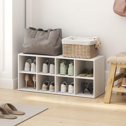 Furinno FANO Shoe Rack, 24-Inch Width 2-Tier Shoe Organizer, Stackable Shoes Storage, 11.7 x 24.2 x 11.7, for Closet Entryway, Office, Garage, Amber Pine