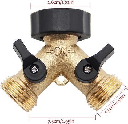 Lifynste 2 Way Brass Hose Splitter, 3/4" Brass Hose Connectors, Y Connector Garden Hose Adapter Connector, 1 Pack