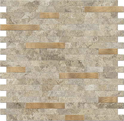 STICKGOO Peel and Stick Backsplash Tile, Stick on Backsplash for Kitchen and Bathroom, Volakas White Look PVC Mixed Metal Silver Self Adhesive Wall Tiles(Sample)