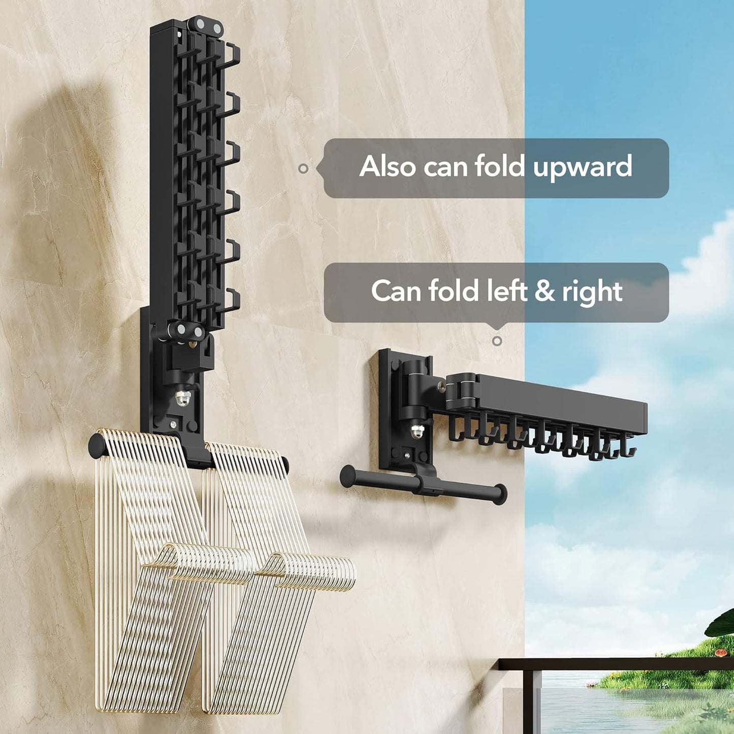 Clothes Drying Rack Wall Mounted,Drying Rack Clothing,Laundry Drying Rack Wall Mount,Collapsible Drying Racks for Laundry,Retractable,Foldable,Clothes Hanger Rack,Clothes Dryer Rack,White Color