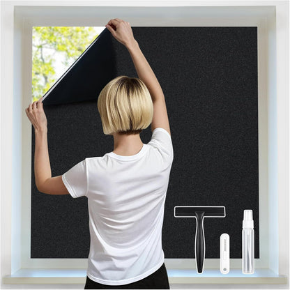 rabbitgoo Frosted Glass Window Privacy Film, No Glue, Anti-Glare Heat Blocking, Easy to Install, Renter Friendly Removable Opaque Bathroom Window Clings for Glass, 17.5" x 78.7"