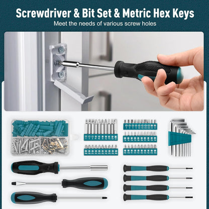 Sundpey Home Tool Kit 281-PCs - Portable Complete Basic Repair General Hand Tool Sets for Men Women - Full Tool Set with Socket Wrench Set & Screwdriver Set & Metric Hex Key & Pliers & Tool Box Case