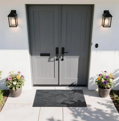 Yimobra Doormat Outdoor Entrance, Simple Stripes All-Weather Waterproof & Non-Slip Mat for Front Door, Heavy Duty Welcome Mat for Indoor, Garage, Patio-29.5x17, Dark Grey
