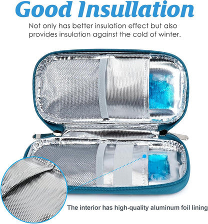YOUSHARES Insulin Cooler Travel Case with Temperature Display - Refrigerated Medicine Cooling Bag with 2 TSA Approved Ice Pack, Medication Pen Diabetic Supplies Organizer for Trip and Daily