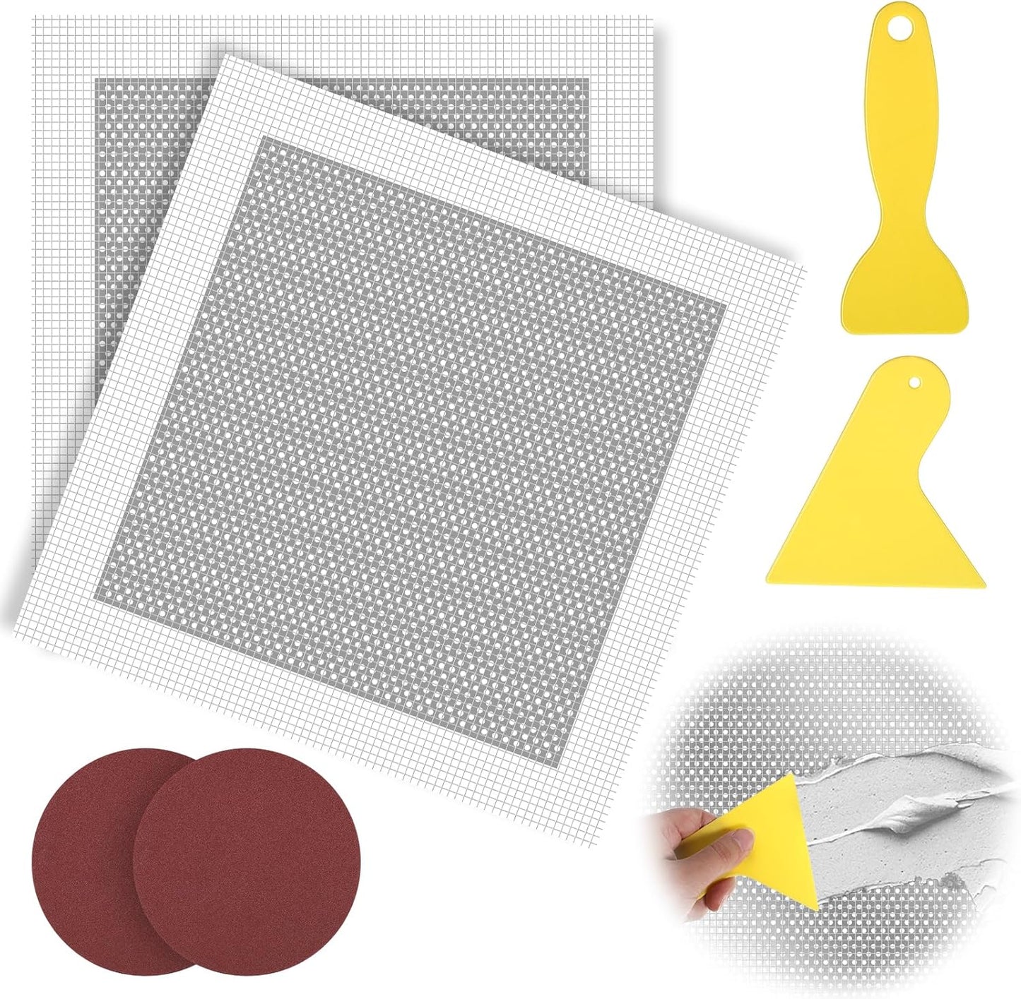 10 X 10 Inch Drywall Repair Patch, 6 Pack Drywall Repair Kit Large Hole PatchRepair for Drywalls Heavy Duty Self-Adhesive Mesh Drywalls Patch Kit, Wll Patchs Sheetrock Repairs for Drywall-Plaster Wall