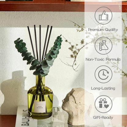 COCORRÍNA Wild Mint & Eucalyptus Reed Diffuser – 6.76 oz Essential Oil with 8 Reeds & Real Eucalyptus Sticks, Home Fragrance for Bedroom or Bathroom Décor