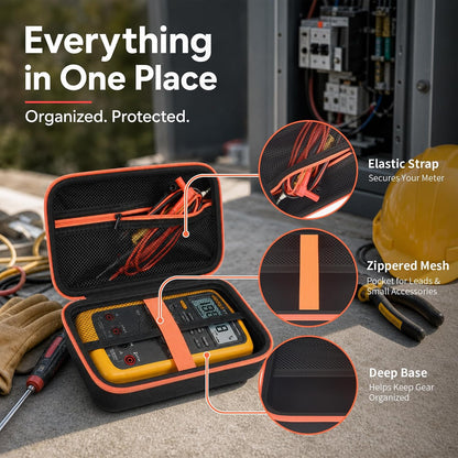 Comecase Hard Carrying Case for Fluke 87-V/ 88V/ 15B+/ 17B+ and More Digital Multimeter, Protective Travel Storage Bag - Black