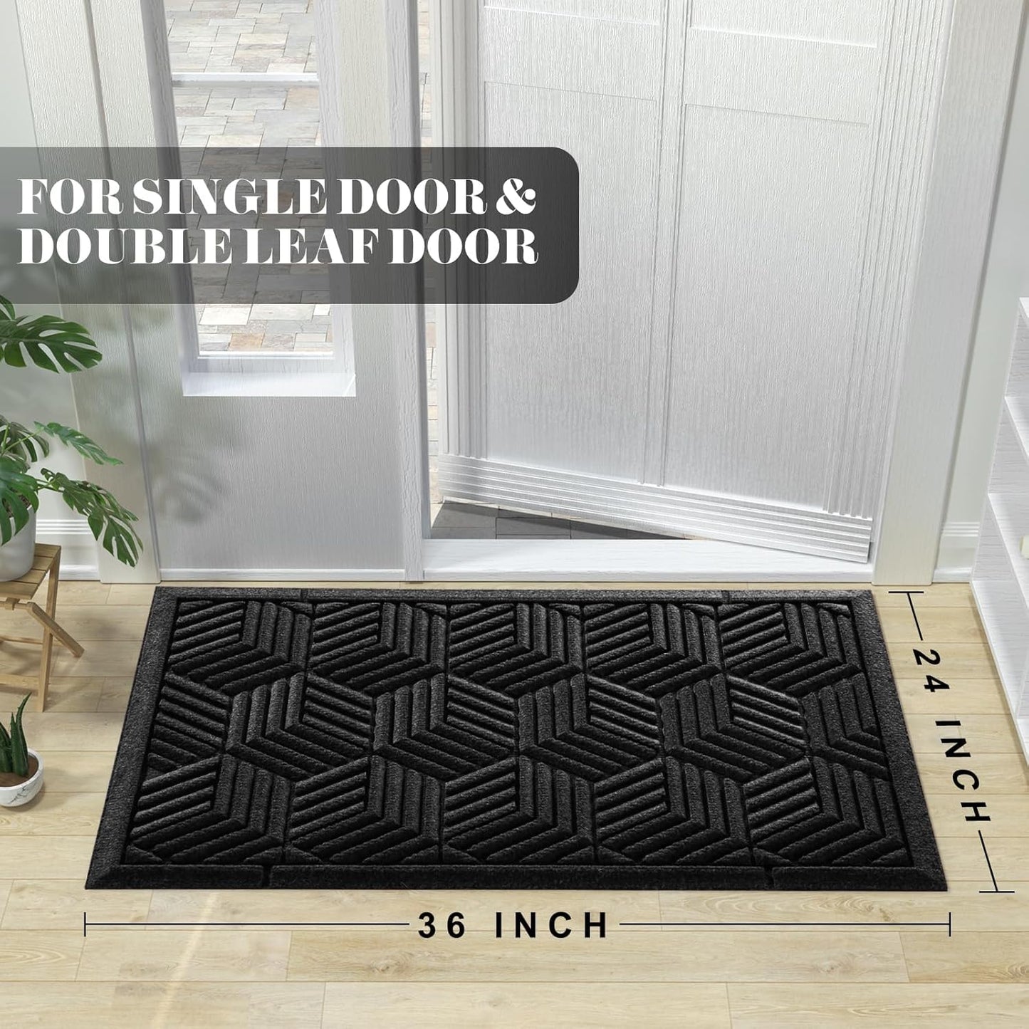 Yimobra Front Door Mat, All-Season Waterproof Outdoor Mat for Entrance with Drainage Holes, Heavy Duty Non-Slip Doormat for Garage Patio Entryway Indoor, 29.5x17, Red