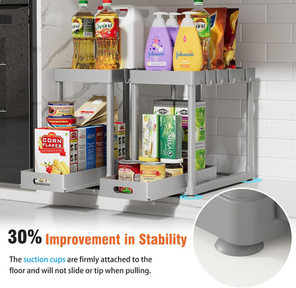 2 Pack Pull-Out Storage Organizers, Under Sink Organizer and Storage for Bathroom & Kitchen,Multi-Purpose Under Cabinet Organizers and storage Black