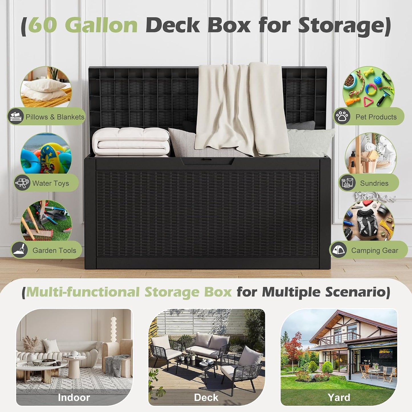 Outdoor Storage Box, 31 Gallon Resin Deck Boxes Outdoor Waterproof For Patio Furniture, Garden Tools, Pool Supplies, Lockable And UV Resistant (Rattan Gray)