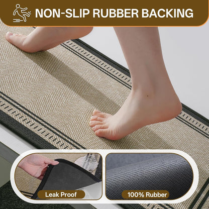 Non Slip Bath Mat with Rubber Backing, Absorbent Quick Dry Bath Rugs Washable, Thin Bathroom Rugs Fit Under Door for Bathroom Floor, Shower and Sink, 16"×24", Grey