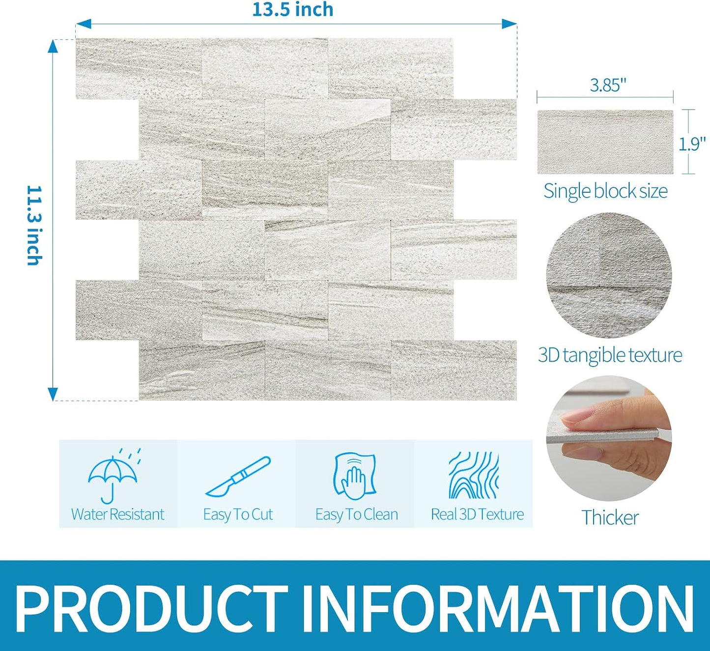 Art3d 10-Pack Peel and Stick Wall Tile for Backsplash, Stick on Stone Tile for Kitchen Bathroom Fireplace Vanitity in Stone Beige