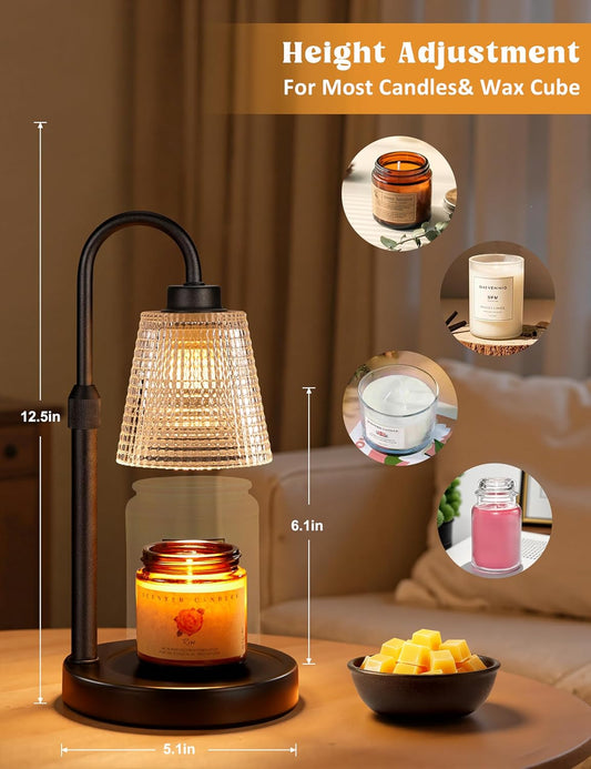 Innqoo Candle Warmer Lamp with Timer, Dimmable Candle Warmer for Jar Candles, Height Adjustable Wax Melts Warmer, Birthday Gifts for Women Mom, House Warming Gifts New Home Decor