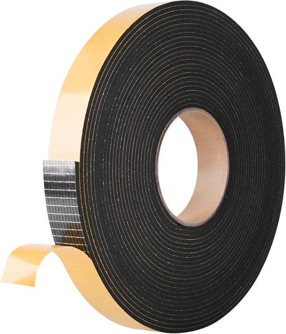 Kikerike Self Adhesive Foam Tape Weatherstrip 1/2In x 1/4In x 16.5Ft High Density Foam Insulation Strips Seal Weather Stripping with Strong Adhesive for Door and Window Sound Isolation Soundproofing