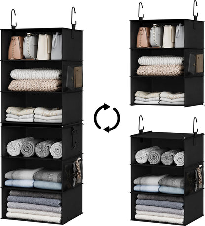 StorageWorks 6-Shelf Closet Organizers, Two 3-Shelf Separable Hanging Shelves for Closet, 12 1⁄2" D x 12 1⁄2" W x 47 ¼" H, Mixing of Beige, White & Ivory