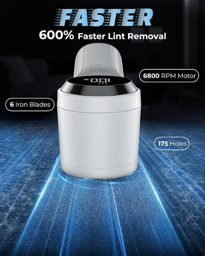 FrSara Fabric Shaver, Rechargeable Lint Remover, 3-Speed Electic Lint Shaver, 6-Blade Sweater Shavers to Remove Pilling, Battery Powered with LED Display for Furniture,Clothes, Upholstery, Black